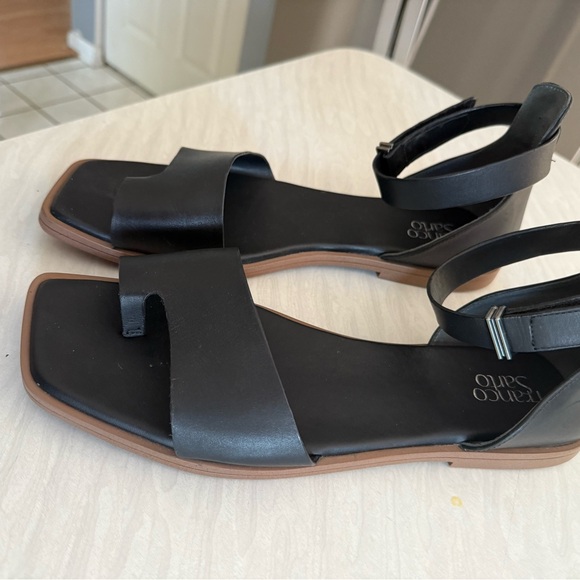 Franco Sarto Black Leather Sandals Womens size 13 M Preowned - Picture 2 of 9